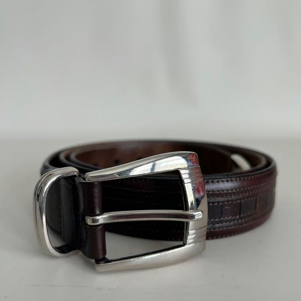 Mezlan Genuine Crocodile Belt Mens Size 38 Dark Brown Exotic Skin Made in Spain